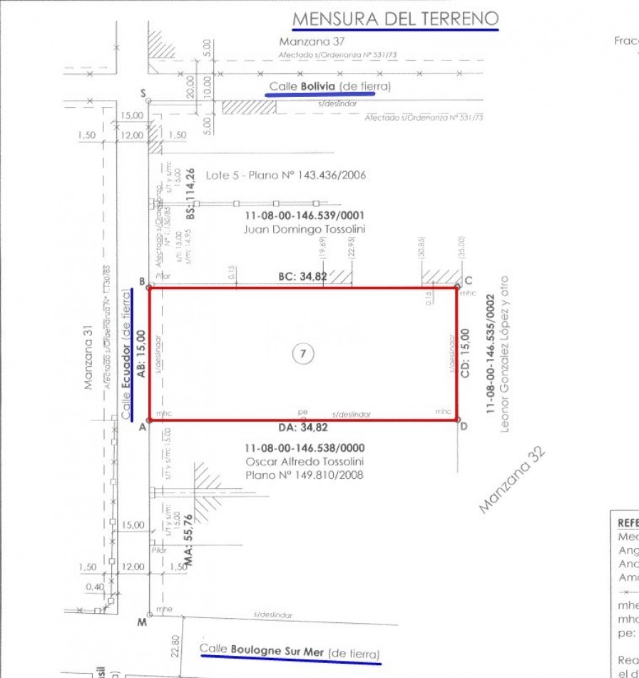 LOTE - VECINAL URQUIZA! 15X35!